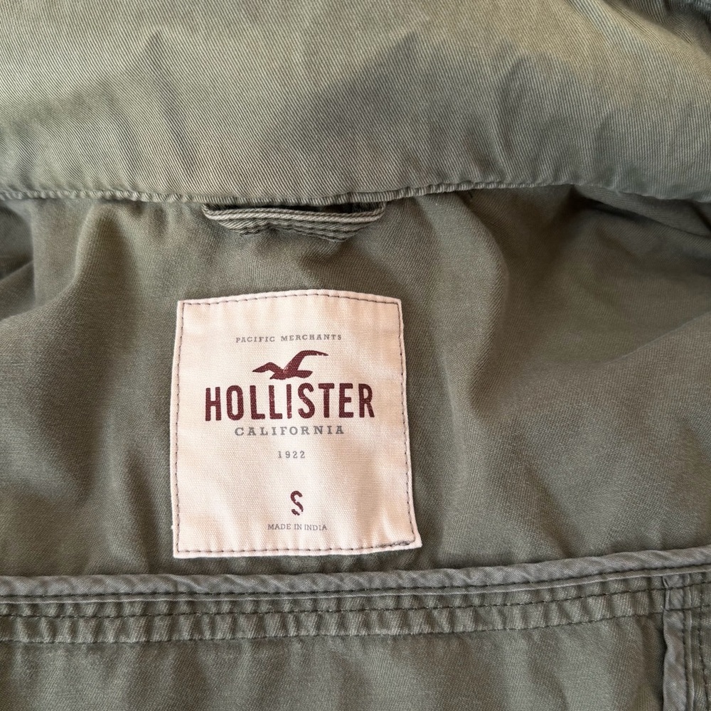 VTG Hollister Utility Jacket SM Drab Green Military Y2K Camp Festival Streetwear - Picture 10 of 12
